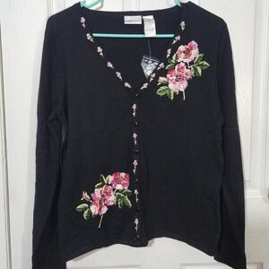 Vintage Black Floral Sequin Cardigan